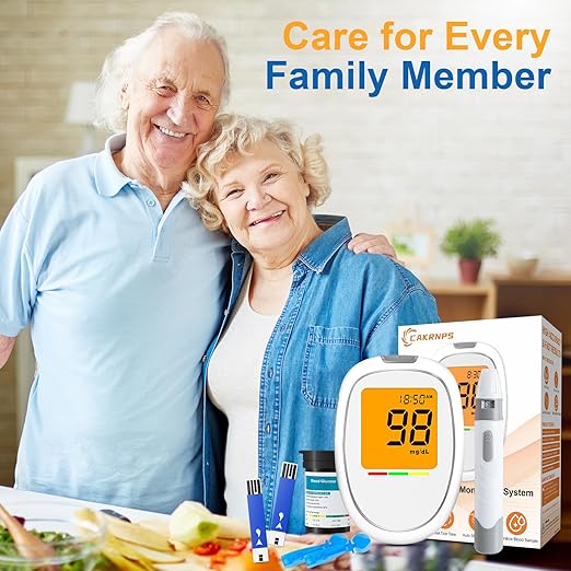 Blood Glucose Monitor Kit, Blood Sugar Testing kit with 50 Blood Sugar Test Strips, 50 Lancets, 1 Blood Glucose Meter, 1 Lancing Device, No Coding Required, Meter Glucometer Kit for Diabetes Testing for Home/Travel Use