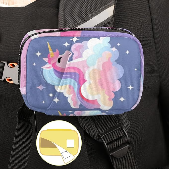 Cute Unicorn Prints Travel Pill Organizer Bag Portable Weekly Pill Box Travel Medicine Organizer 7 Day Pill Case with Zipper for Daily Travel Family Business