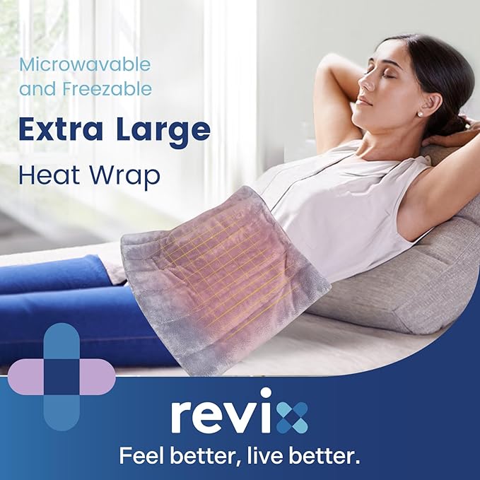 REVIX Extra Large Microwave Heating Pad for Back with Moist Heat, Microwavable Heated Wrap for Full Back, Stomach, Shoulder and Neck,Leg, Support Cold Therapy