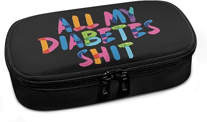 Rnyleeg Diabetic Supplies All My Diabetes Shit Bag Diabetic Travel Bag Insulin Cooling Case Insulated Organizer for Glucose Meter, Insulin Pen, Blood Sugar Test Strips