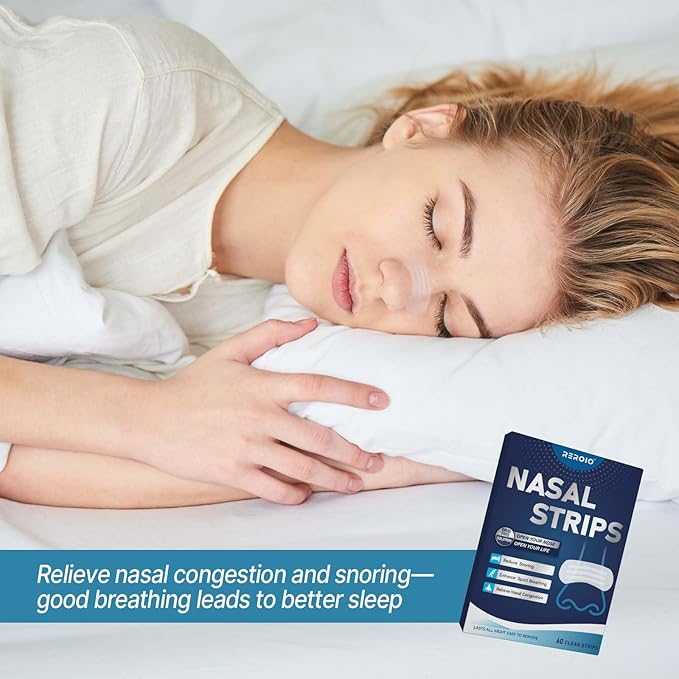Nasal Strips for Snoring – Comfortable Nose Strips for Breathing,Anti Snoring Devices,Skin-Friendly Snoring Solution for Better Airflow & Restful Sleep