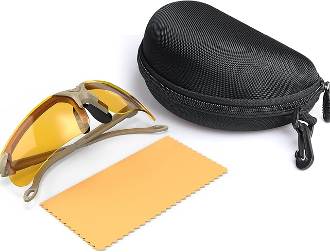xaegistac Shooting Glasses with Case Anti Fog Hunting Safety Glasses for Adults