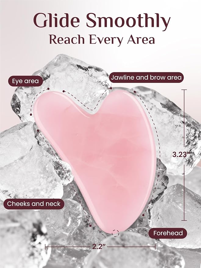 Rena Chris Gua Sha Facial Tools: Rose Quartz Guasha Tool for Face, Facial Massager (Pink)