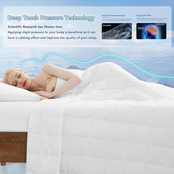 Topcee Weighted Blanket for Adults (15 lbs, 60" x 80") Queen Size Soft Cooling Heavy Blanket Sleeping, Apply to 130-160 lbs Body, Thick Breathable Blanket with Glass Bead, Easy Care