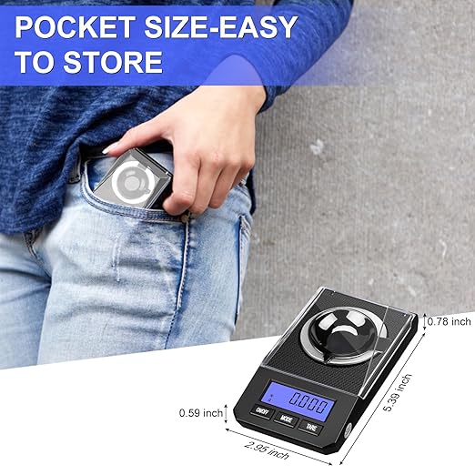 Milligram Scale 50g/0.001g High Precision Mg Scale, Portable Jewelry Scale .001 Gram Accuracy, Powder Scale, Digital Miligram Scale for Powder Medicine with Tray/Tweezers/Calibration Weight