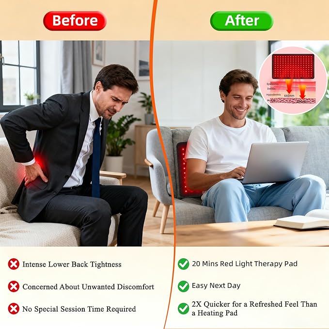 Red Light Therapy for Body, 20" Large 660nm 850nm LED Near Infrared Redlight Therapy Pad Belt Wrap for Neck Knee Shoulder Back Stomach Muscle