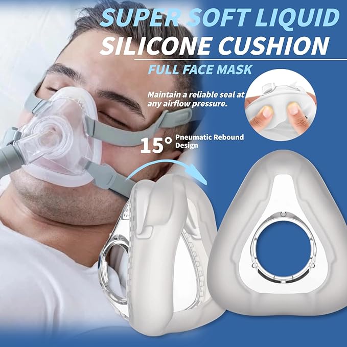 Full Face CPAP Mask, Full Cover Replacement Kit, Comfort Series Nasal CPAP MASK, Cpap Masks Includes Headgear, Cushion, Frame and Elbow(L)