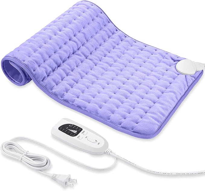 Electric Heating pad with 6 Heat Settings, Auto Shut Off, Dry Electric Heating for Back Neck Knee Arms Legs Shoulder Heat Pads for Christmas Birthday Father's Day Mother's Day (24"X12", Light Purple)