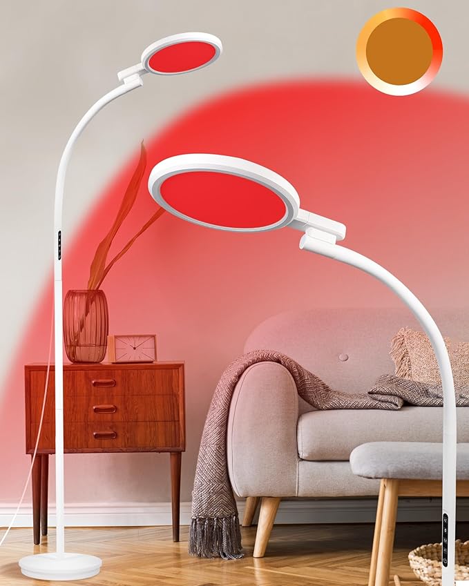 Aoife 670nm Red Light Floor Lamp for Sleep, Adjustable Red Night Light Therapy Bedside Lamp with Remote, Touch Control, 6 Scene Modes & 10 Brightness Levels, Remote Control Needs Pairing