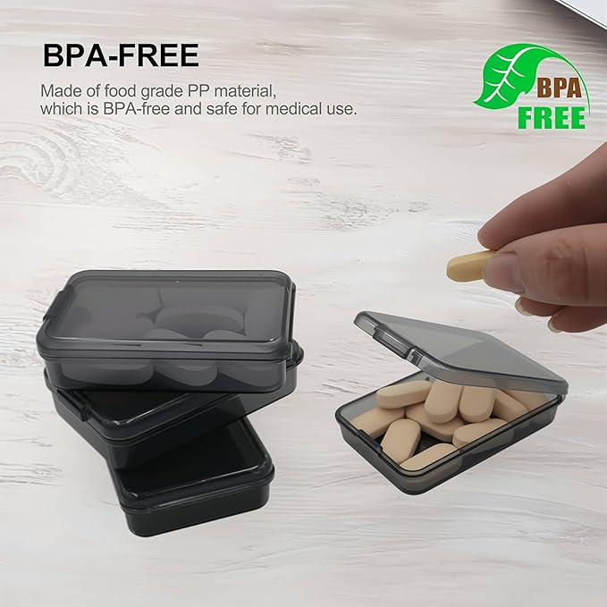 Weekly Pill Box Mini Storage Box, 7 Days Pill Case with Shell,Multi-Functional Clear Plastic Storage Containers Cute Travel Pill Organizer Case Portable for Pocket Purse Briefcase (Black) (Black)