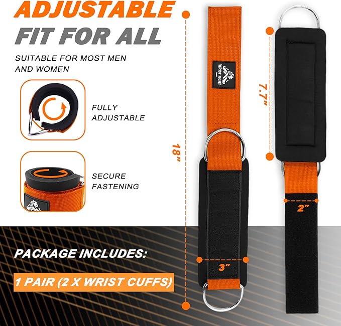 Wrist Cuffs with Dual D-Rings – Secure & Comfortable Support for Cable Machine Workouts, Lateral Raises, Arm Strength Training, and Triceps Exercises