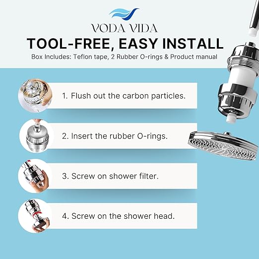 15-Stage Shower Filter for Hard Water | Universal High-Output Cartridge | Removes Chlorine, Heavy Metals for Softer Skin and Hair (15 Stage Shower Filter)