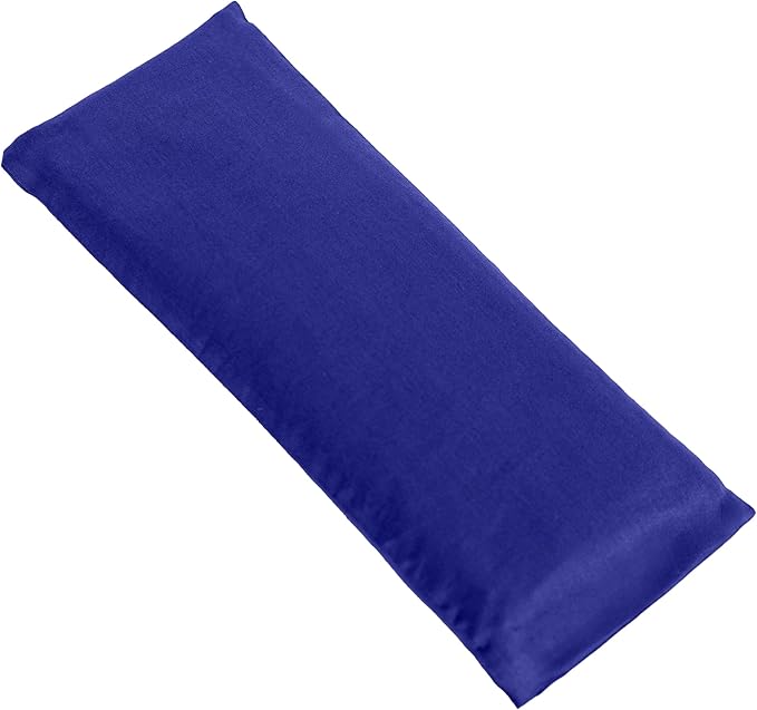 Sunshine Yoga 4-Pack Unscented Sateen Eye Pillows, Low-Luster, 9’’ x 4’’ Flaxseed Weighted Eye Mask for Sleeping, Hot or Cold Therapy for Relaxation, Migraine, and Headache, Blue