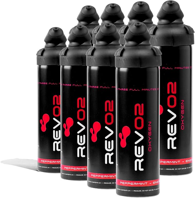 Oxygen Can | 98% Pure Portable Oxygen for Athletes, Recovery & Altitude Relief | 10L Canister with Zero-Leak Mouthpiece & Trigger Lock | Natural Energy Boost for Sports & Travel - Peppermint 8 Pack