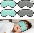 Sintege 4 Pcs Silk Eye Mask for Sleeping Kids Soft Eye Cover with Adjustable Strap Blindfold for Kids Boys Girls Christmas Travel Gift Nap Shade Blocking Light(Green, Gray)