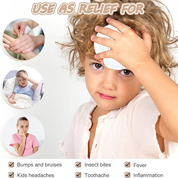 Ice Pack Cold Compress for Kids | Reusable Kid Ice Packs (3 Pack) | Soft Gel Boo Boo Relief for Bumps, Minor Wound Treatment&Bruises, Teething - Includes Washable Covers
