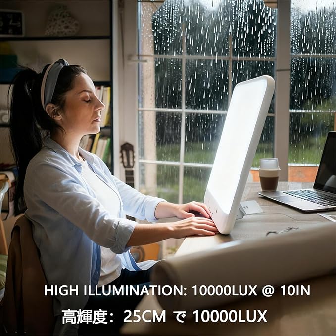 High Illuminance Light Therapy Lamp Blue/White 10000 Lux UV-Free 3 Light Colors + Natural Sounds for Light Therapy Wake-Up Light, Reset Circadian Rhythm, APP + Remote