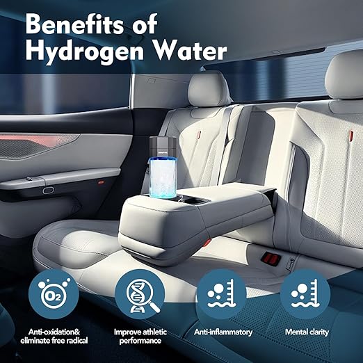 New Upgrade 10000PPB Hydrogen Water Bottle SPE/PEM Technology Seven Colorful Light Double Anti-Slip and Leak-Proof Hydrogen Water Generator with LCD Display (Gray, H60)