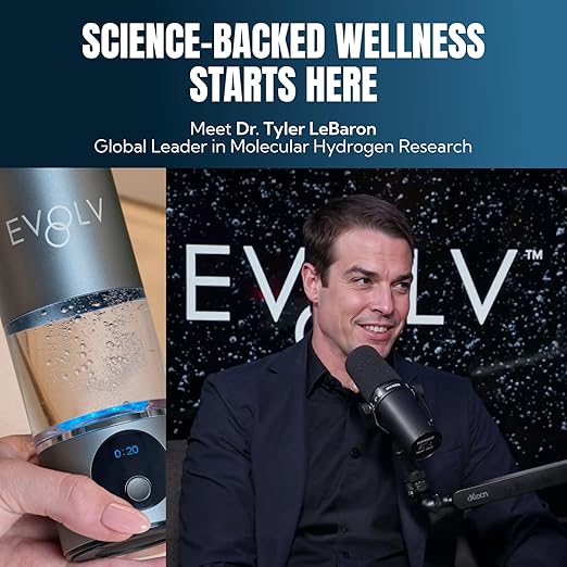 EVOLV Hydrogen Water Bottle Generator - SPE & PEM Water Ionizer 5PPM, Highest Concentrated Dose - 8oz Hydrogenated Water Bottle for Improved Energy & Inflammation Support - Convenient & Easy to Use