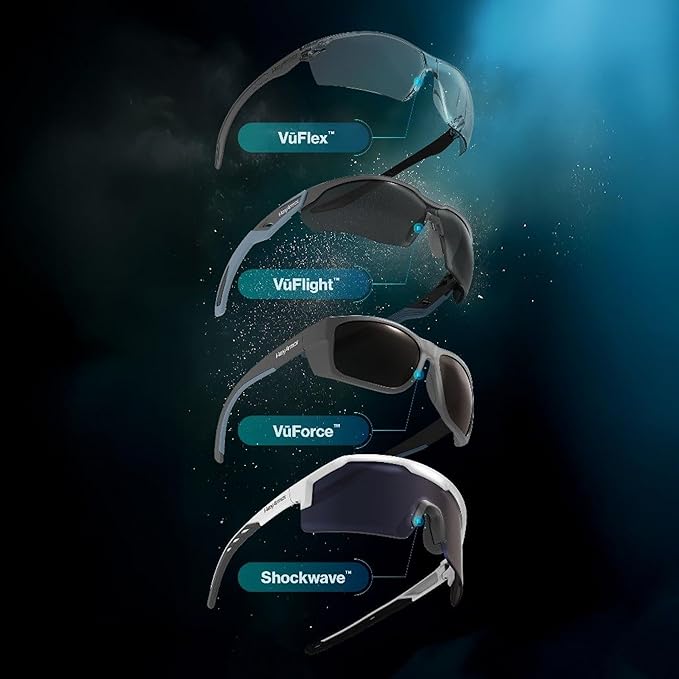 HexArmor Shockwave Safety Work Glasses | ANSI Z87+, 100% UV Protection, Anti-Fog or Scratch Resistant, Polarized