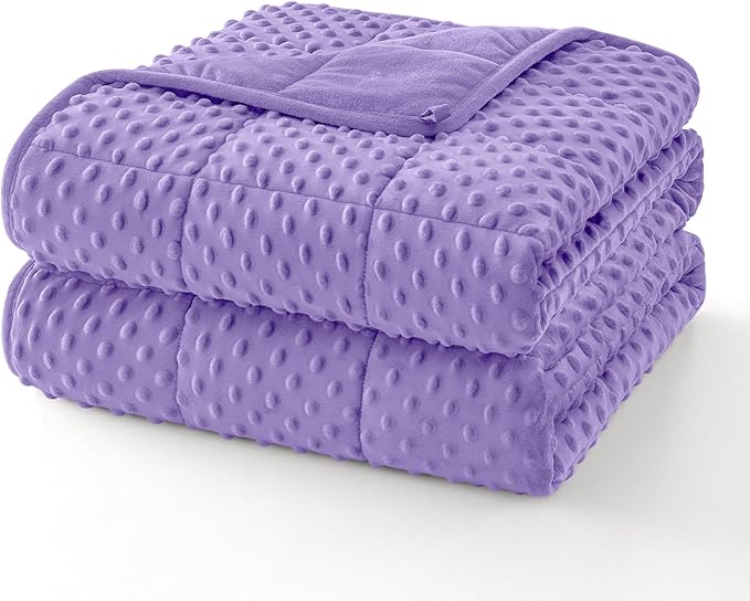 Topcee Weighted Blanket for Adults (15lbs 60"x80"), Minky Dots Heavy Blanket for Woman, Man Sleeping, Soft, Cozy and Cooling Weighted Throw Blankets, Machine Washable, Purple