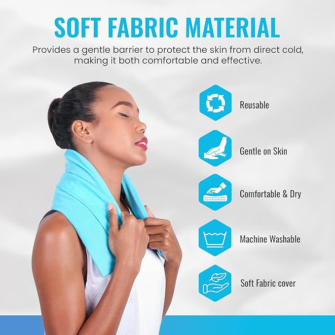 ICEWRAPS Extra Cover ONLY for 7"x28" Therapy Clay Ice Pack | Reusable and Washable Soft Fabric Cover for Cold Pack | Fabric Cold Compress Sleeve | 7"x28" Soft Ice Pack Cover | Blue Fabric Cover Only