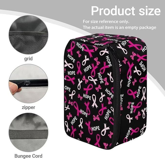 Breast Cancer Awareness Carrying Case Compatible with Blood Pressure Monitor Ribbon Print Home Blood Pressure Monitor Case Travel Storage Organizer Bag