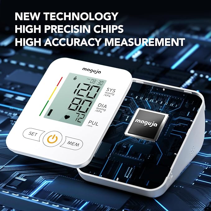 Arm Blood Pressure Monitor,maguja Blood Pressure Machine,BP Monitor Automatic Upper Arm Digital with Blood Pressure Cuff for Home Use (White)