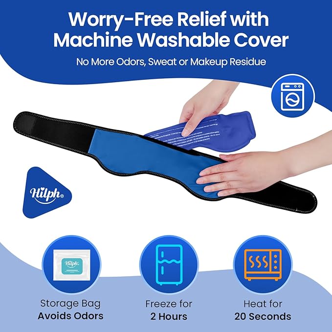 Hilph Headache Ice Pack Migraine Ice Head Wrap, Reusable Head Cold Pack Forehead Ice Pack for Migraine Relief, Headache Tension, Sinus Pain, Chemo, Stress Relief (Blue)