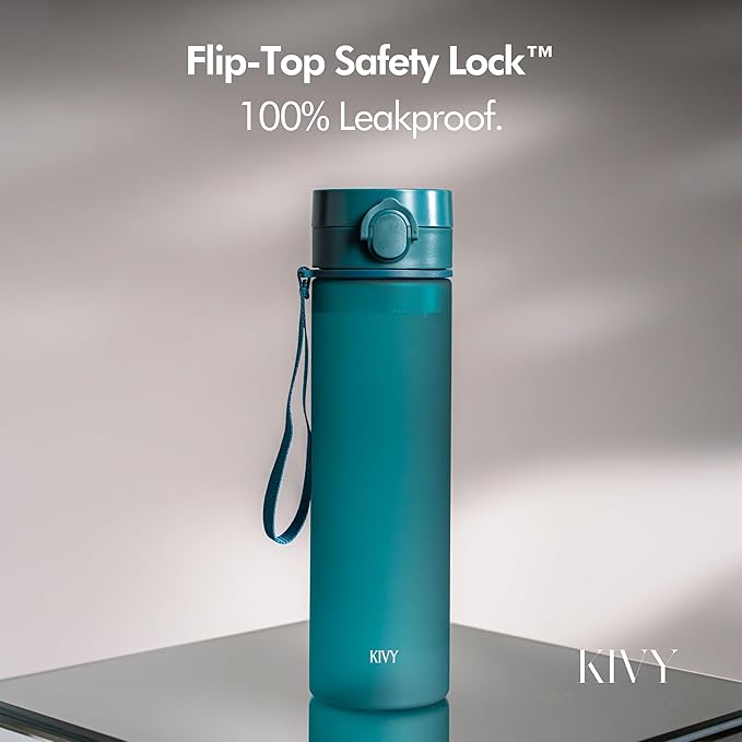 KIVY Tritan Water Bottle 32oz [WITH FLIP LID] - Reusable & Slim Waterbottle for Travel, Gym & School - For Women & Men - Dishwasher Safe - Skinny Leak Proof & Lightweight Bottle - BPA Free