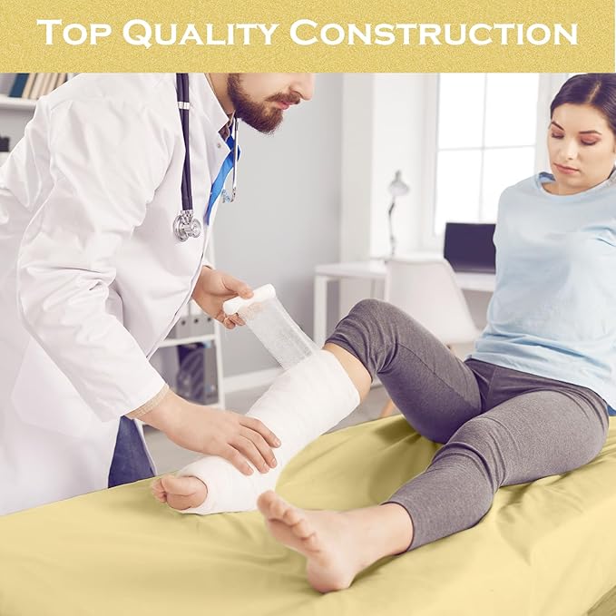 Moukeren 6 Pcs Hospital Bed Sheets Set Deep Pocket Fitted Sheet 36 with Elastic All Around Easy Care Knitted Jersey for Home/Nursing Home (Beige)