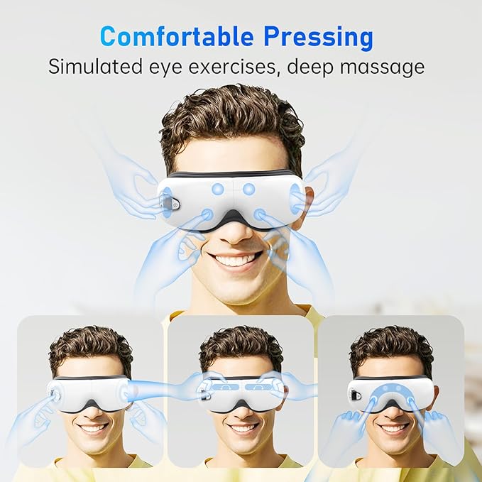 Eye Massager With Heat and Music. Heated Eye Massage for Migraines.Father's Day Birthday Gifts for Mom Dad Women Men Her Him.Eye Mask Massage.Face Massager Mask