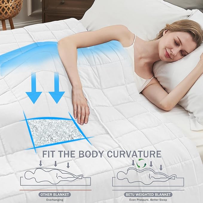 White Weighted Blanket for Adults 20lbs, 80"x87", King Size Cooling Heavy Throw Blanket for 130-220lbs, Microfiber Soft Thick Big Blankets Weighted Comforter Gift for Sleeping