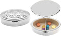 Set of 2 Oval-Shaped Pocket Purse Pill Box & Organizer with Dual Compartments (Silver Drops)