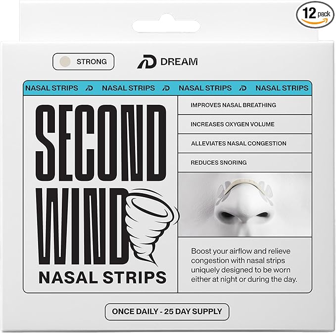 Dream Recovery Second Wind Nasal Strips - Nose Strips for Breathing, Sleep and Athletic Performance - Snore Relief and Congestion Support - Sand, 360 Count