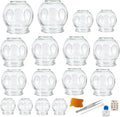 16PCS Glass Cupping Therapy Set Professional Chinese Traditional Acupoint Massage Cups for Cupping Therapy Treatment Thick Glass Cupping Set for Body