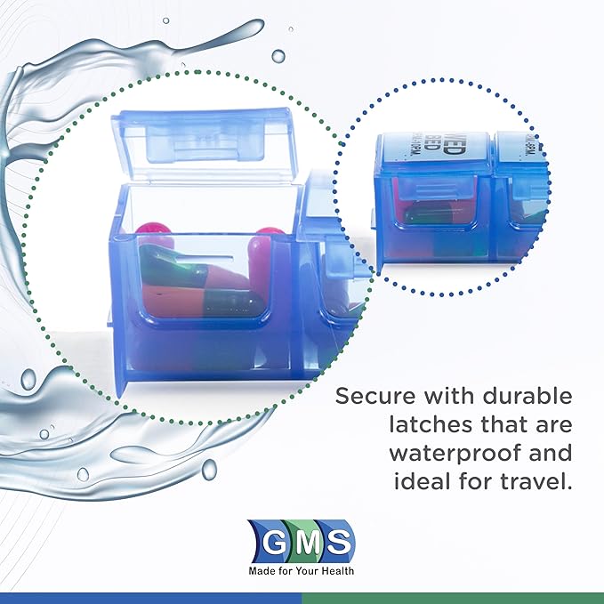GMS 7-Day 3-Times-a-Day Pill Organizer - With Daily Removable Medication Containers, Suitable for Vitamin & Medicine Use - Secure, Sturdy, Waterproof Weekly Tablet Organizer, Ideal Pill Box for Travel
