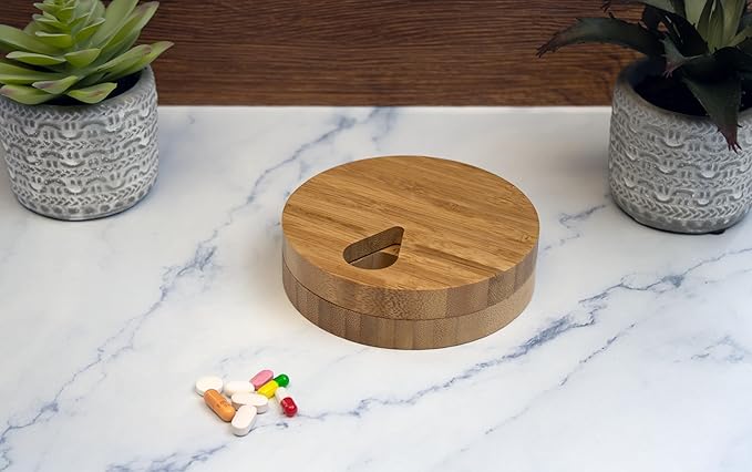e-Pill Bamboo Pillbox Organizer for Tablets, Vitamins or Supplements