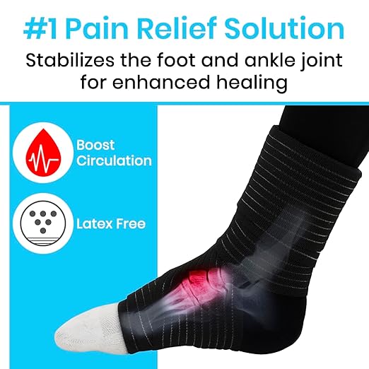 Vive Arctic Flex Ankle Ice Pack Wrap for Swelling - Adjustable Hot & Cold Gel Compression for Foot & Heel Injuries Reusable, Pain Relief, Reusable Cooling Therapy