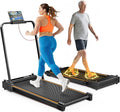 Walking Pad with Handle Bar Dual-Side Under Desk Treadmill for Home Small with Foot Massage 3.0HP Portable Treadmill Compact Treadmill with APP, Remote Control, LED Display, 350 lb Capacity