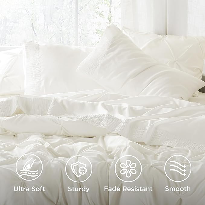 Bedsure Full Size Bed Sheets - 4 Pieces Soft Full Sheet Set - Breathable & Cooling - Hotel Luxury - Easy Care Polyester Microfiber Bedding for Women, Men, Ivory