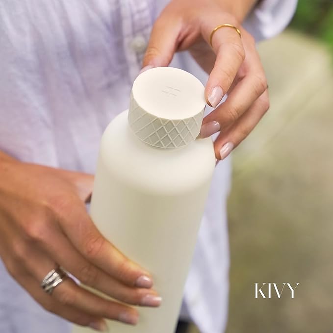 KIVY Large Water Bottle 50oz [Lightweight & Shatterproof] Fits Backpack & Cupholder for Travel, Sports, School - Extra large water bottle no straw - 1.5 Liter water bottles - 50oz Water bottle Green
