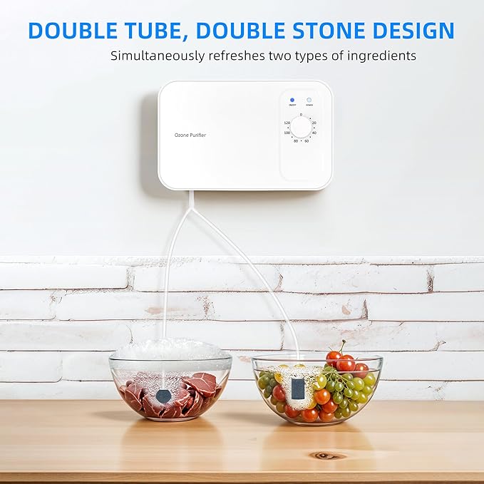 800mg/h Multipurpose Ozone Machine with Timer, for Air and Water, Portable for Home, Office, Car, Hunting, Kitchen, Cold Plunge, Fruits & Vegetables
