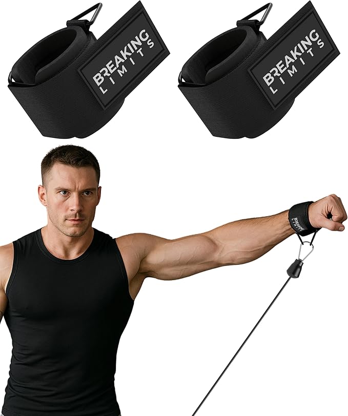 Breaking Limits Wrist Cuffs Gym - Wrist Straps for Cable Machines - Lifting Cuffs for Cables Gym - Wrist Cuff Lateral Raise Attachment - Cable Wrist Cuffs Gym