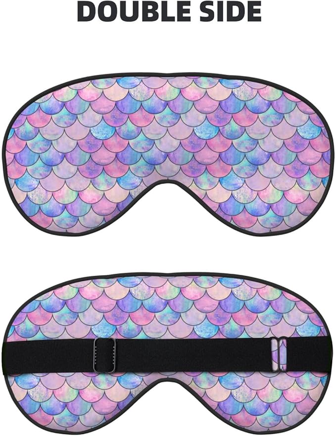 Watercolor Fish Scales Sleep Mask Eye Mask with Adjustable Strap Eye Sleep Shade Cover Blocks Light for Women Men Airplane Travel Nap