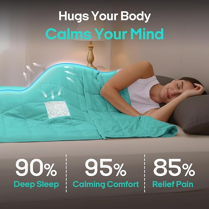 ZonLi Weighted Blanket for Adults(60"x80",20lbs, Dark Green) Queen Size High Breathability Cooling Heavy Blanket, Soft Material with Premium Glass Beads,All-Season.