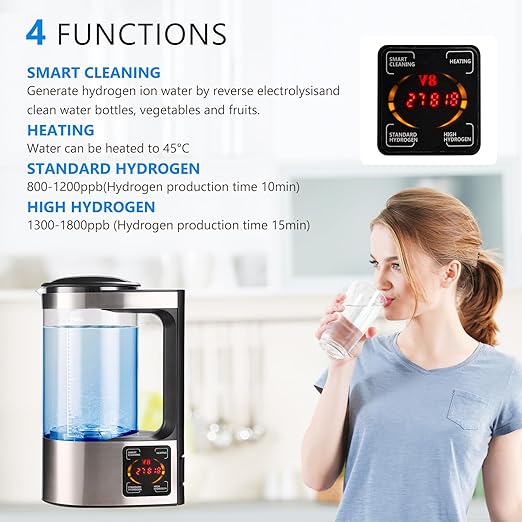 Hydrogen Water Bottle 68oz, Hydrogen Water Bottle Generator with SPE and PEM Technology, Alkaline Hydrogen Water Machine, Balanced Water PH Levels