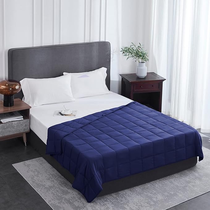 L'AGRATY Weighted Blanket - 60"x80" 22lbs Cooling Breathable Heavy Blanket Microfiber Material with Glass Beads for Adult All-Season Summer Fall Winter Soft Thick Comfort