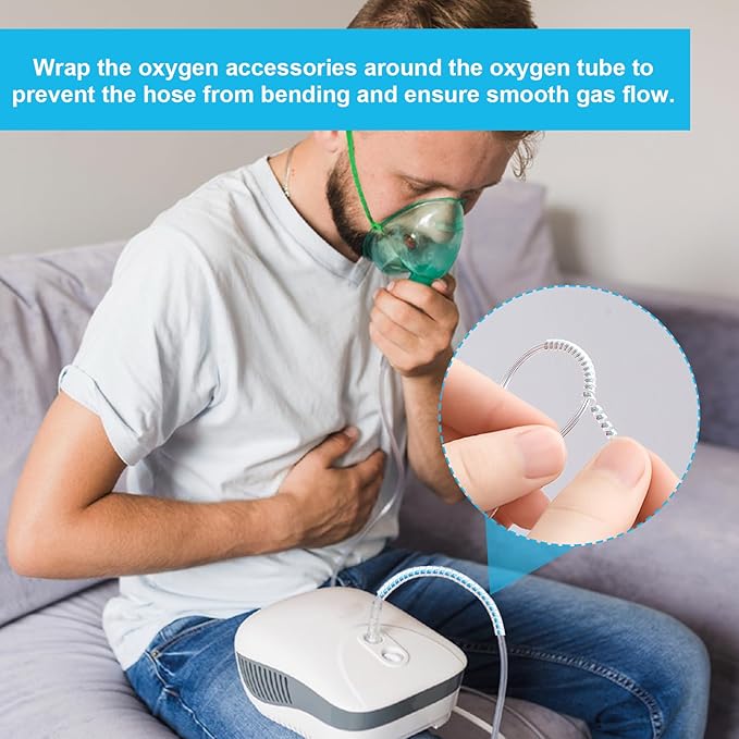 10 Pack Oxygen Tube Support Crimp Straightener for Oxygen Concentrator Machine, Oxygen Tubing Support for Oxygen Concentrator Oxygen Tank Oxygen Hose Nasal Cannula Oxygen Accessories (Radiant Silver)