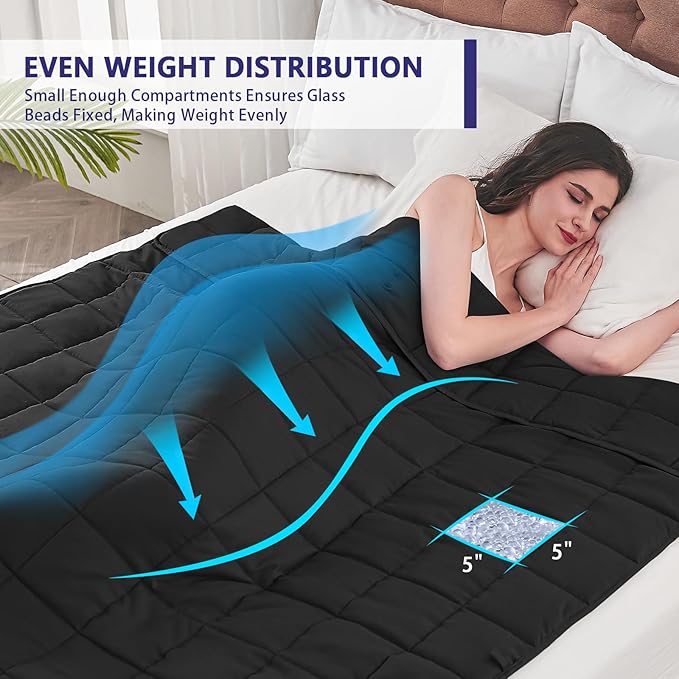 yescool Weighted Blanket for Adults (30 lbs, 88” x 104”, Black) Cooling Heavy Blanket for Sleeping Perfect for 290-310 lbs, King Size Breathable Blanket with Premium Glass Bead